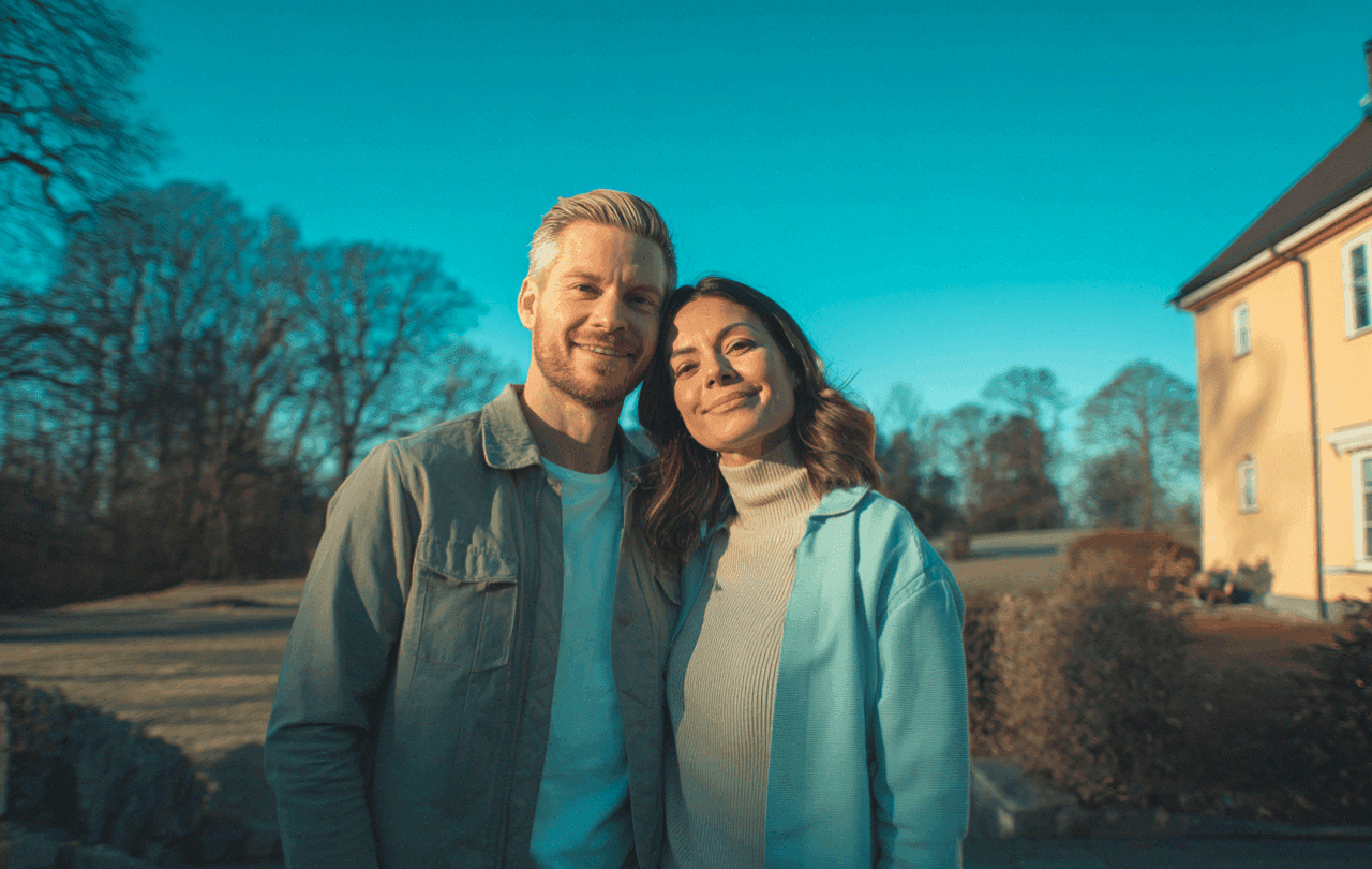 Sofia och Johan med sina barn på Lidingö